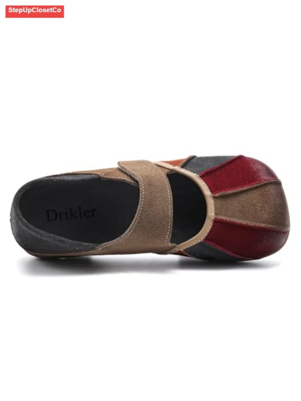 Suede Loafers Slip On Multi Color Stitching Leather Shoes Walking Flats